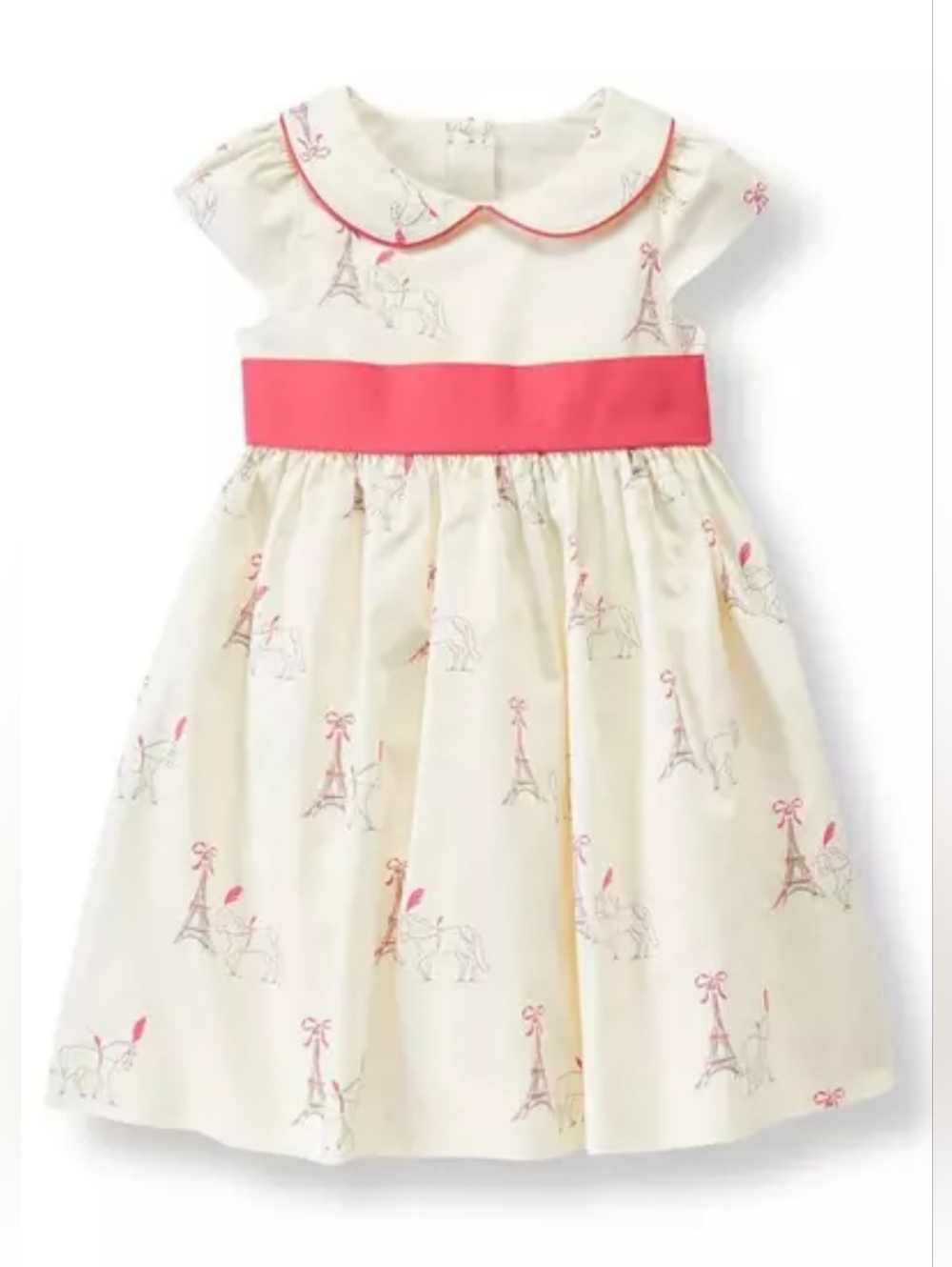 Janie & Jack vintage "Coral Carousel" Paris horse print ivory dress